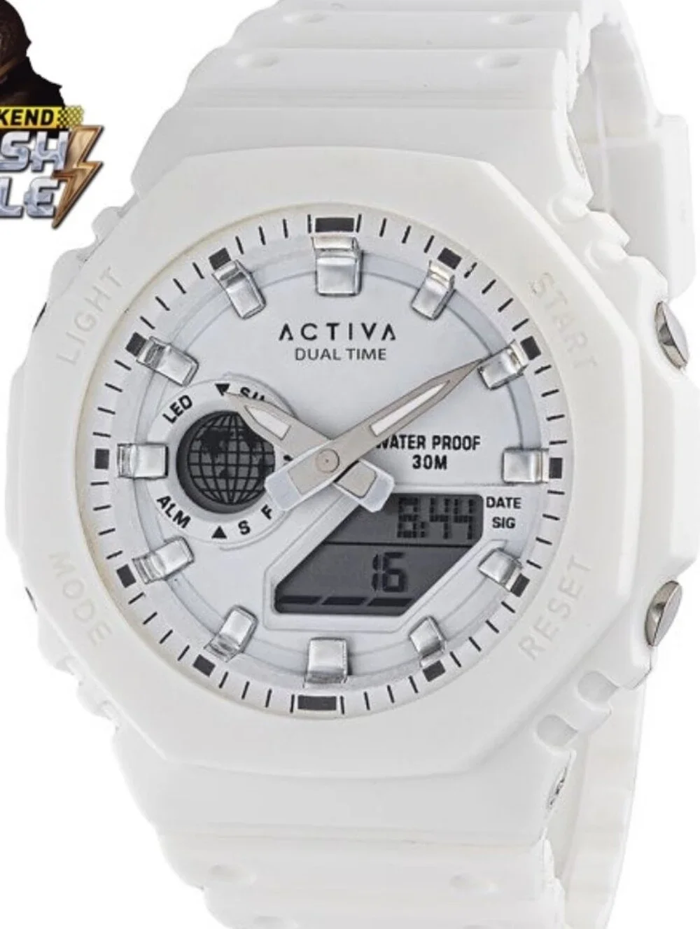 NWT Activa Sonar Invicta Mens Watch 45.5mm Digital White Chronograph ACW423-001